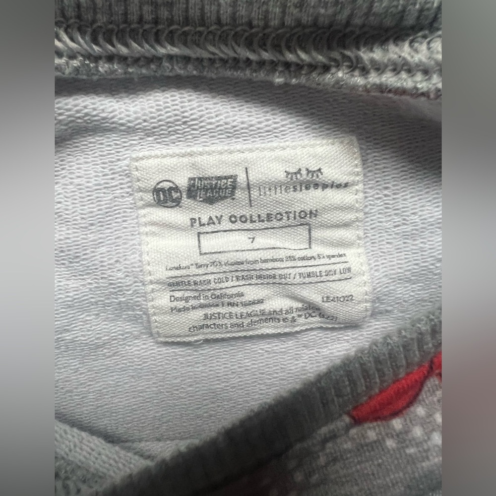 Little Sleepies Play Collection Justice League Super Heroes Sweatshirt size 7 - Picture 4 of 5